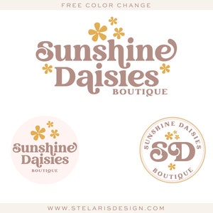 Retro Vintage Logo Design, 70's Boutique Logo and Watermark, Kids & Baby Clothing Business Logo, Photography Branding Kit bp162