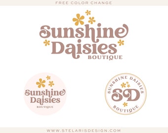 Retro Vintage Logo Design, 70's Boutique Logo and Watermark, Kids & Baby Clothing Business Logo, Photography Branding Kit bp162