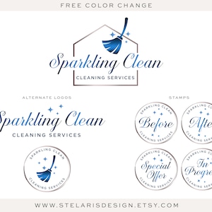 Home Cleaning Business Logo, Cleaning service logo design, Broom Logo, Housekeeper Logo, Premade Cleaning Branding, Office cleaning bp136
