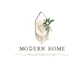 Macrame Logo, Premade Logo Design, Boho Logo, Floral Bohemian Logo, Home Decor Business Logo, Small Shop Logo 524