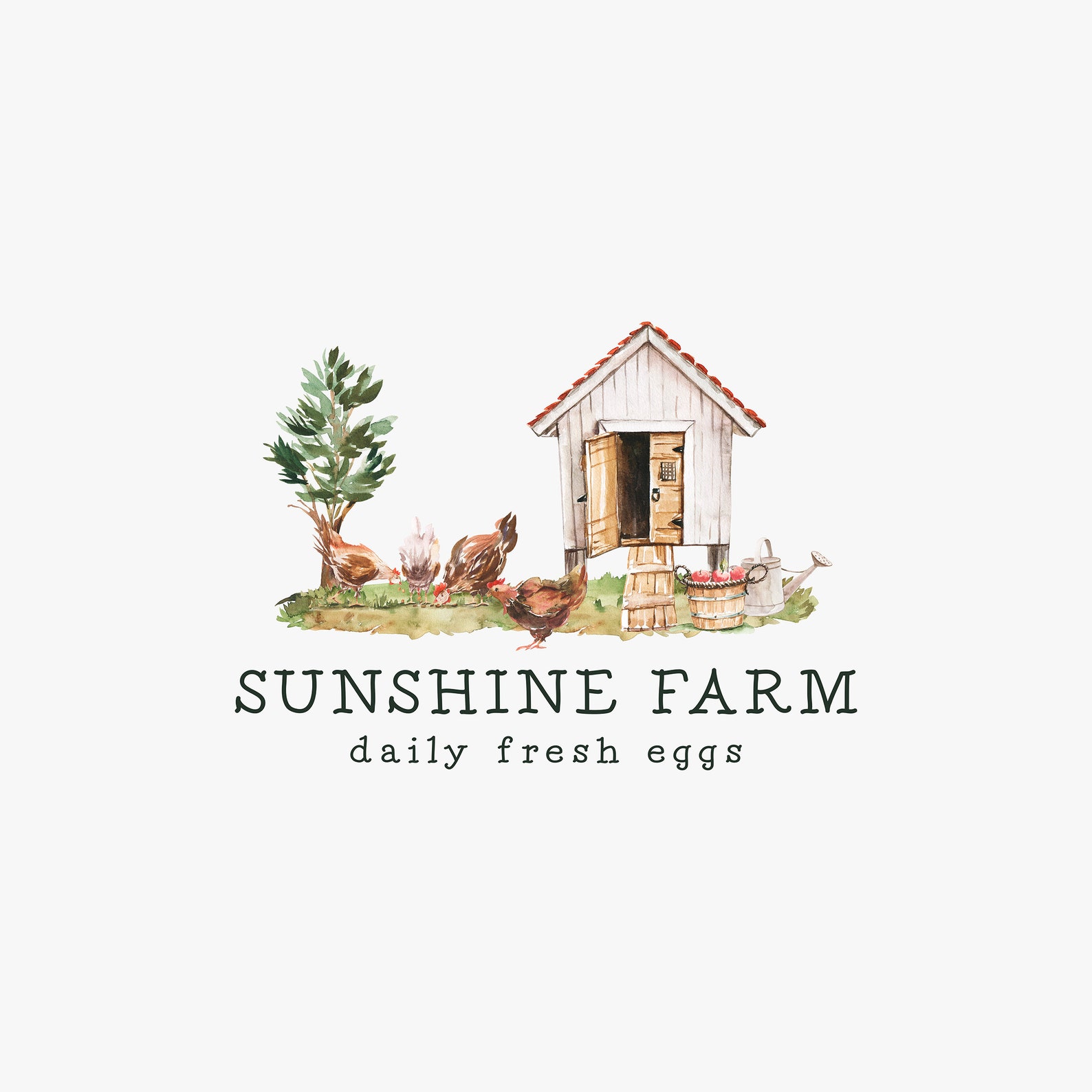 Chicken Coop Logo Farmhouse Logo Premade Logo Design Egg Etsy