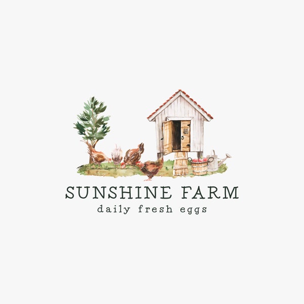 Chicken Coop Logo, Farmhouse Logo, Premade Logo Design, Egg Logo, Barn Logo, Country Logo 547