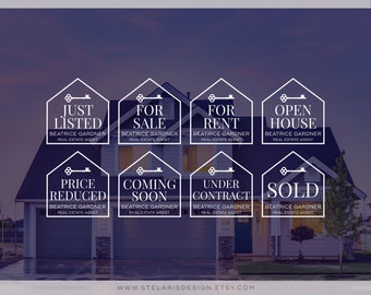 Real Estate Logo Design, Real Estate Branding Package, Real estate Marketing, Rose Gold Realtor Logo, Real Estate Stamps, Listing Badges 145