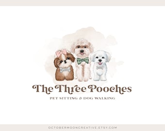 Dog Sitting & Grooming Logo, Logo, Pet Boutique Logo, Boho Animal Logo, Veterinarian Logo, Floral Pet Shop Logo, Premade Logo Design 610