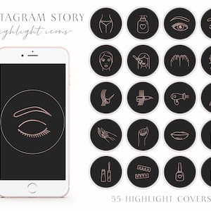 Instagram Story Highlight Icons, Beauty salon & Makeup highlight covers, Rose Gold Instagram Social Media Template, Instagram Covers