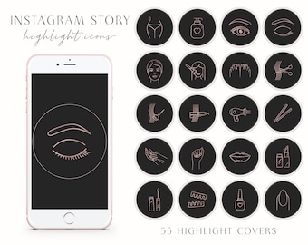 Instagram Story Highlight Icons, Beauty salon & Makeup highlight covers, Rose Gold Instagram Social Media Template, Instagram Covers