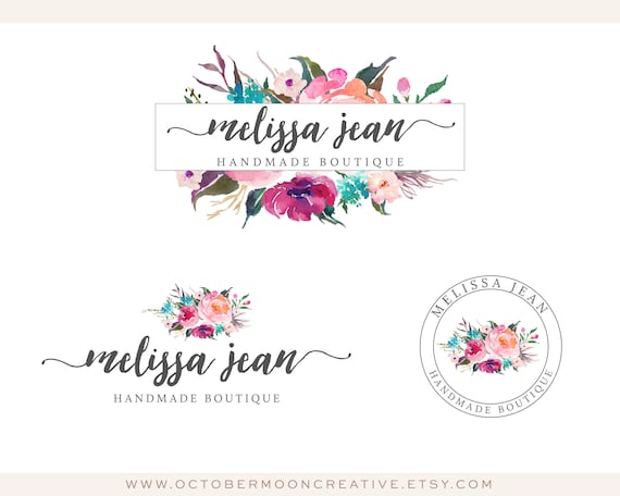 Floral Branding Package, Photography Logo and Watermark, Watercolor Premade Logo Design, Flower Frame Florist Logo bp16