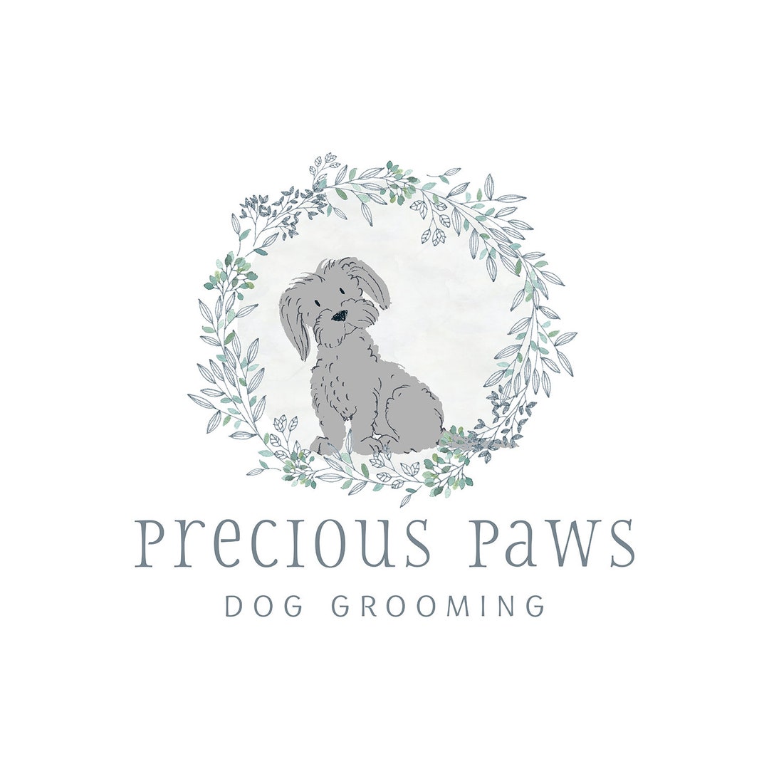 Premade Photography Pet Portrait Logo, Dog Character Illustration Logo