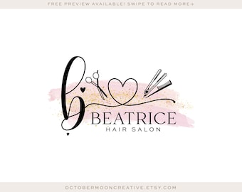 Hairstylist Logo,  Hair Salon Logo, Hair Artist Logo, Scissors Comb Logo, Hairdresser Logo, Haircut Luxury Hair Logo Design 611