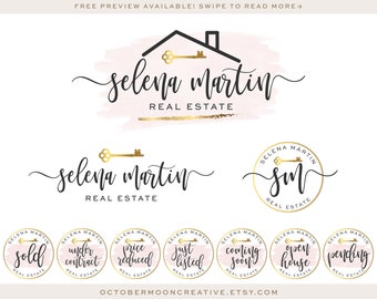 Real Estate Logo, Real Estate Branding Package, Real Estate Marketing, Gold Real estate Logo, Real Estate Stamps, Listing Badges 177