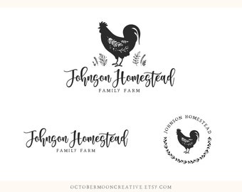 Premade Rooster Logo, Chicken Farm logo, Rustic Barn Hen Nature logo, Farmhouse Barn Homestead Egg Logo, Vintage Farmers Market logo bp172