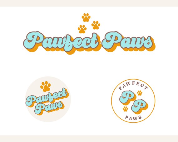Retro Dog Grooming Logo, Dog Spa Bath Logo Design, Paw Boutique