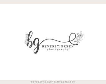 Photography Logo and Watermark, Premade Floral Initial Logo, Heart Swirl Logo, Swash Logo, Camera Icon Logo 617