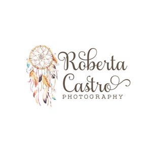 Premade Photography Logo and Watermark,  Watercolor Dream Catcher Tribal Bohemian Native American Logo 141