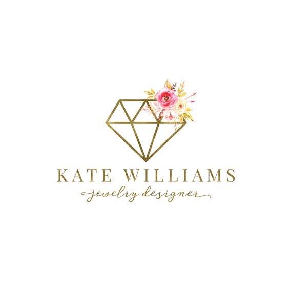 Premade Logo Design Photography Watermark Floral Diamond Etsy