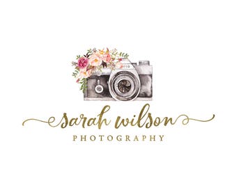 Photography Logo and watermark, Premade Logo Design, Watercolor camera Logo  165
