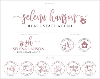 Real Estate Logo, Real Estate Branding Package, Real estate Marketing, Rose Gold Real estate Logo, Real Estate Stamps, Listing Badges  bp128
