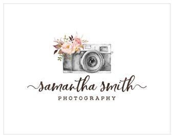 Photography Logo and watermark, Premade Logo Design, Watercolor camera Logo  191