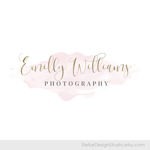 Photography Logo and Watermark, Rose Gold and Watercolor Initials Handwritten Calligraphy Script Font Logo Design 276