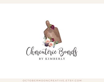 Charcuterie Logo, Cheese Board Logo, Catering Logo, Watercolor Event Planning Logo, Restaurant Logo, Food Blog Logo,  Recipe Blog Logo 594