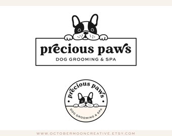 Dog Grooming Logo, Dog Spa & Bath Logo Design, Paw Boutique Logo, Watercolor Pet Sitting Logo, Premade  Custom business Logo 590