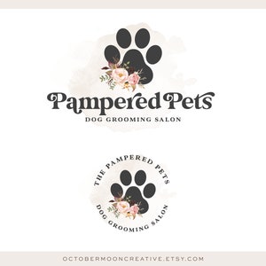 Dog Grooming Logo, Dog Spa & Bath Logo Design, Paw Boutique Logo, Watercolor Pet Sitting Logo, Premade  Custom business Logo 570