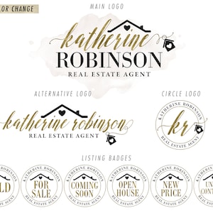 Real Estate Logo, Real Estate Branding Package, Real estate Marketing, Gold Real estate Logo, Real Estate Stamps, Listing Badges 127