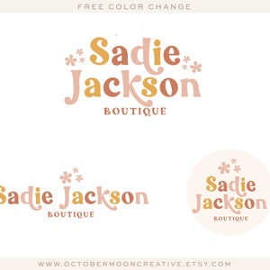 Retro Vintage Logo Design, Colorful Modern Boho 70's Small Shop Boutique Logo and Watermark, Kids & Baby Clothing Business Logo bp173