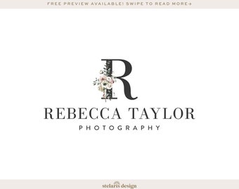 Premade Photography Logo and Watermark, Floral Initial Logo Design, Elegant Logo,  Blog Logo, Business Logo 452