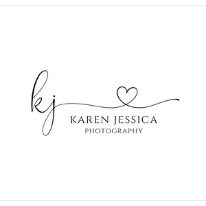 Photography Watermark Script Logo Design, Initial Monogram Logo, Heart Swash Signature Calligraphy Logo  482
