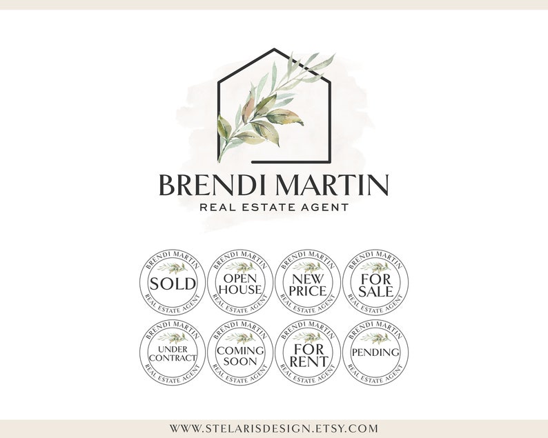 Real Estate Logo Design and Stamps Floral House Logo Real Etsy