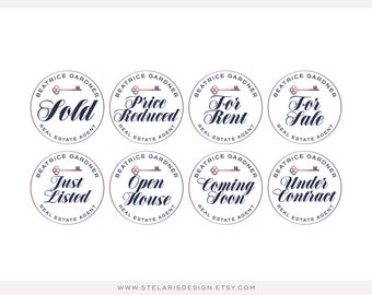 Real Estate Logo Design, Real Estate Branding Package, Real estate Marketing, Rose Gold Realtor Logo, Real Estate Stamps, Listing Badges 145