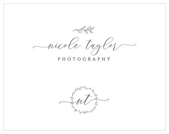 Mini Branding Package, Photography Logo and Watermark, Elegant  Premade Marketing Kit, Branch Laurel logo design 2p14