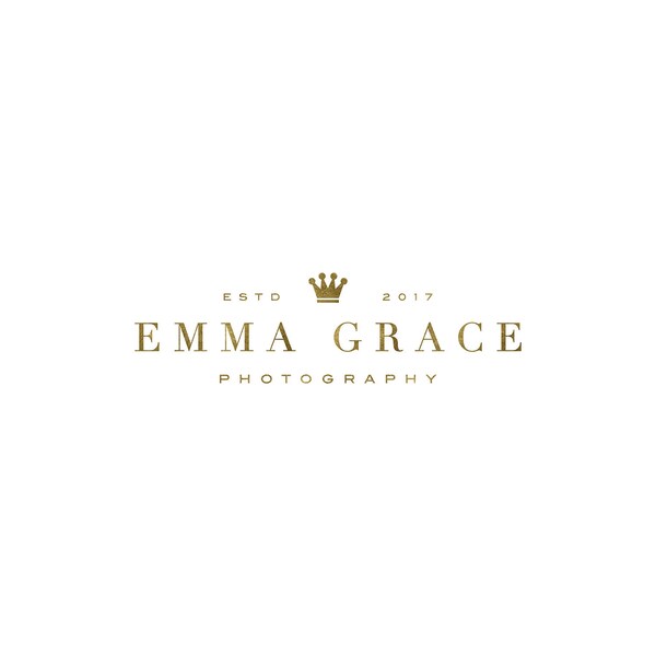 Photography Logo and Watermark, Premade Watercolor Gold Crown Logo, Fancy Elegant Feminine Logo Design, Luxe Logo Design  433