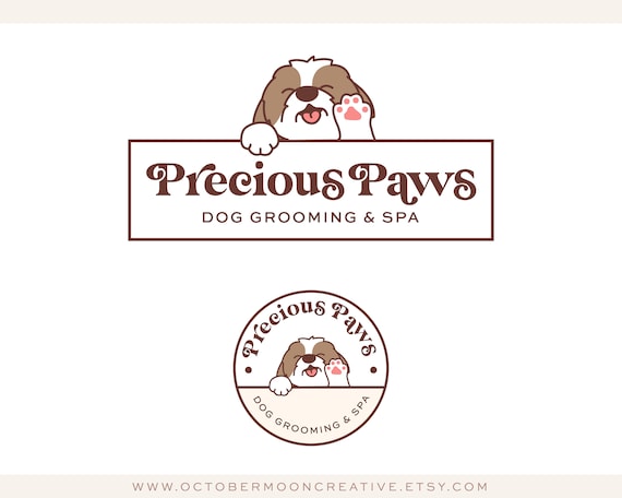 Dog Grooming Logo, Dog Spa Bath Logo Design, Paw Boutique Logo