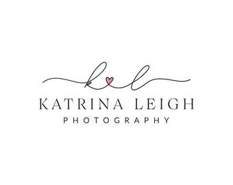 Photography Logo Design, Photography Watermark, Initial Monogram Logo, Watermark Logo, Premade Logo, Heart Logo, Calligraphy Logo 538