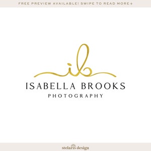 Photography Logo and Watermark,  Classic Elegant Handwritten Logo, Handwriting Gold Foil Calligraphy Logo 151