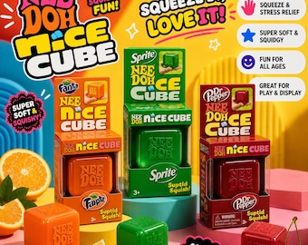 NeeDoh Nice Cube Squishy Giocattolo sensoriale antistress, Edizione Soda