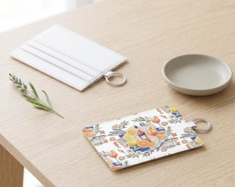 Aperol Spritz Citrus Pattern Card Holder | Saffiano Leather