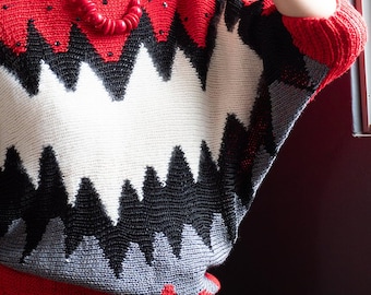 Pullover mit gezacktem Strickmuster aus den 1990er Jahren, bekannt aus der Zeit des „Talk of the Walk“.