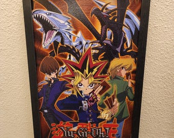 Poster - Yu-Gi-Oh! Collage, 12 x 18 inch Gel-Coated Framed Poster (NEW) - Game Room Decor