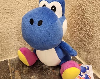 Pluche - Yoshi donkerblauw, 8 inch (NIEUW) - Super Mario - Nintendo