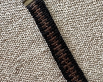 Viking Woven Key Chain Fob ~ Tablet Weaving Cotton Silk  Bag Charm Norse Accessory  Brown Black