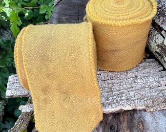 Viking Leg Wraps Golden Yellow Winnigas, Hand Woven Wool Leg Wraps,  Herringbone Leg Wraps, Wool Winnigas