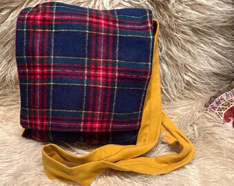 Viking Haversack~ Plaid Wool Messenger Bag ~Viking Bag~Historical Reenactment Shoulder Bag~Messenger Bag~Cross Body Bag~