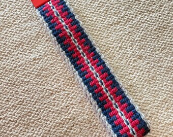 Viking Woven Key Chain Fob ~ Tablet Weaving Cotton Silk  Bag Charm Norse Accessory Blue Red Grey