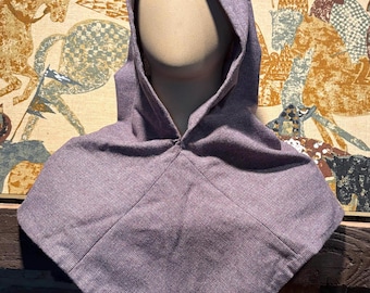 Viking Hood~ Blue Red  Wool Skjoldhamn Hood~Tabby Woven Viking Era Historical Clothing Costume Viking Hiking~One of a Kind