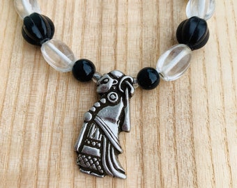 Viking Necklace Valkyrie Pendant Necklace Black Turquoise and Clear Style Beaded Viking Jewelry~ Norse Necklace Viking Valkyrie jewelry