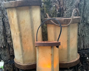 Viking Lantern~Medieval Lantern-viking Camp- Primitive Lantern-Medieval Camp-Wood and Velum Lantern~Historical Re-enactment Lantern