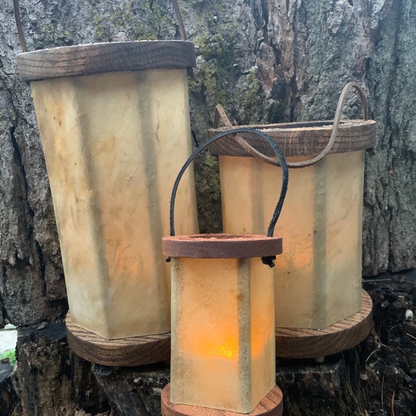 Viking Lantern~Medieval Lantern-viking Camp- Primitive Lantern-Medieval Camp-Wood and Velum Lantern~Historical Re-enactment Lantern